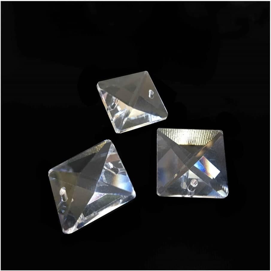 Hanging Crystals Prisms Crystal Square Beads in 2 Holes Crystal Chandelier Bead Hangings Crystals for Decoration(20mm 140pcs)