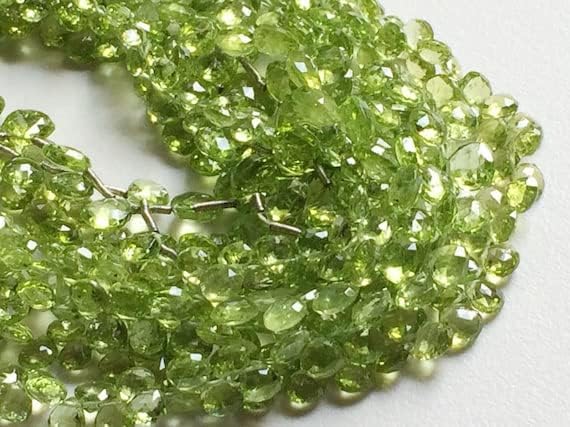 BEADS GEMSTONE 1 Strand Natural Green Perit Faceted Heart Briolettes, Perit Necklace, Green Perit, 7mm Beads 8 Inch Long Long Code-HIGH-16662