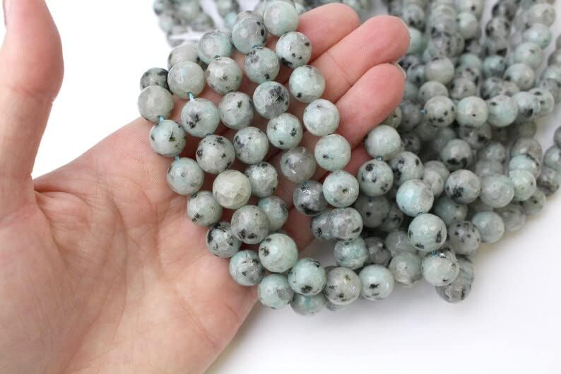 13 inch Strand of Natural gem Dyed Mint Sesame Jasper, 10 mm Round Smooth Beads for DIY Jewelry Making. | Beads_03738