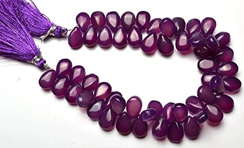 Beads Gemstone 1 Strand Natural 8.5 Inch Long Strand,Superb CHALCENY Purple Color Smooth Pear Shape Beads Briolettes 11 to 12 MM Code-HIGH-28880