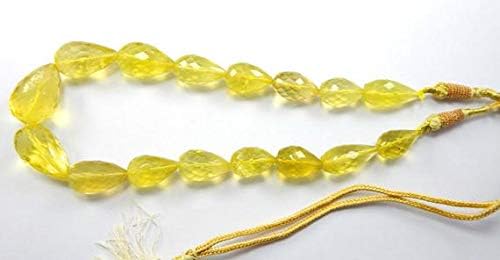 Lemon Quartz Faceted Drop Shape Beads 15 Inch Long Long 1 Strand, 12x26-17x31 mm Beads Code-HIGH-47307