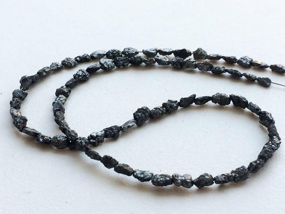 5-7mm Black Rough Diamond Tumbles, Black Raw Diamonds, Conflict Free Diamond, Black Rough Diamond Necklace, Diamond Beads (7IN To 14IN), 5-7 MM
