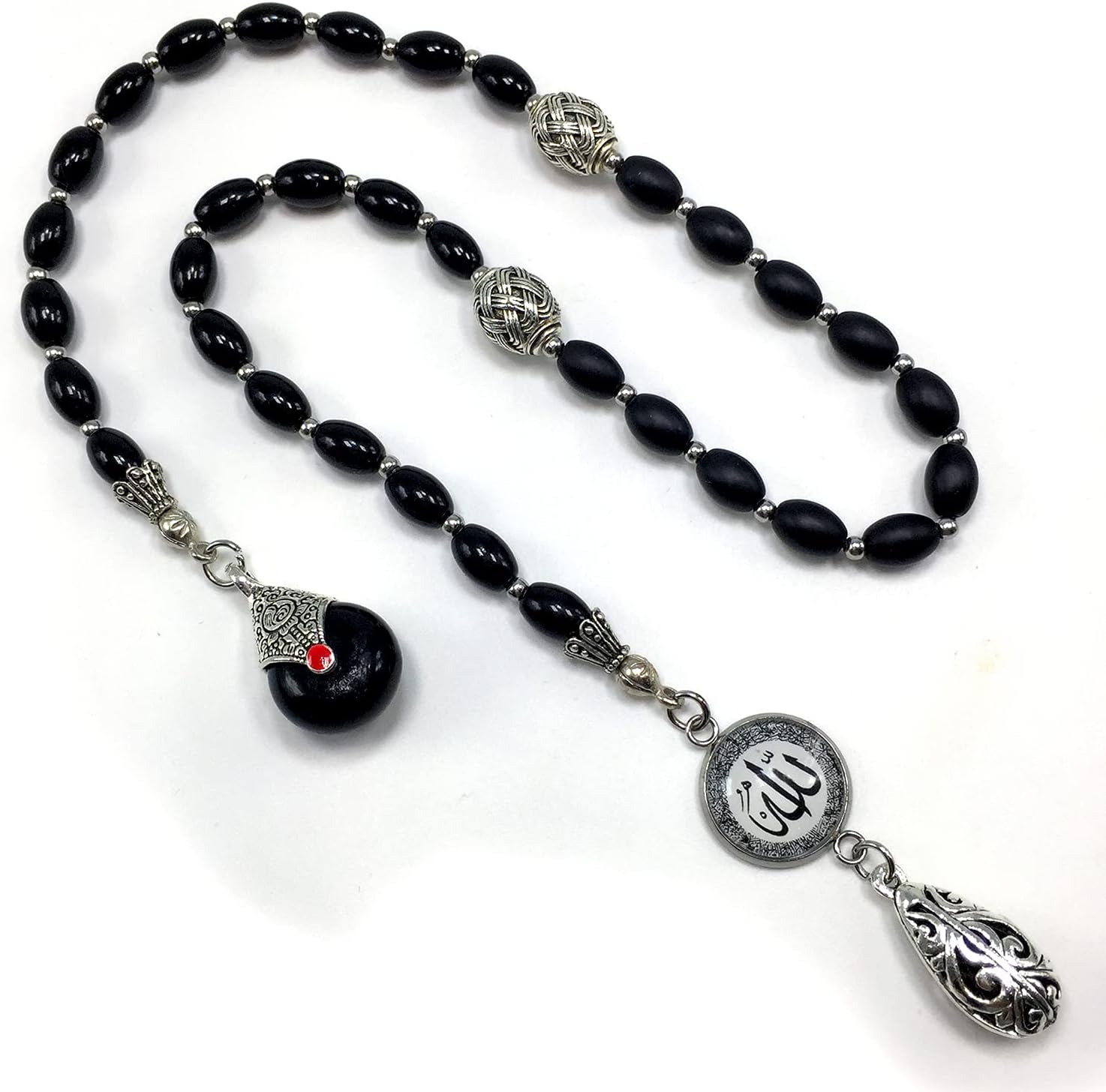 -Swing Beads Collection- Prayer Beads-Tesbih-Tasbih-Tasbeeh-Misbaha-Masbaha-Subha-Sebha-Sibha-Rosary (Model 3-8 mm Diameter Black Agate Beads)