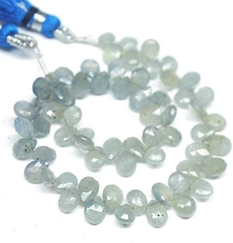 Natural Shaded Grey Sapphire Faceted Briolette Pear Drop Gemstone Craft Loose Beads Starnd 8 Inch Long 6mm 8mm Code-HIGH-1081