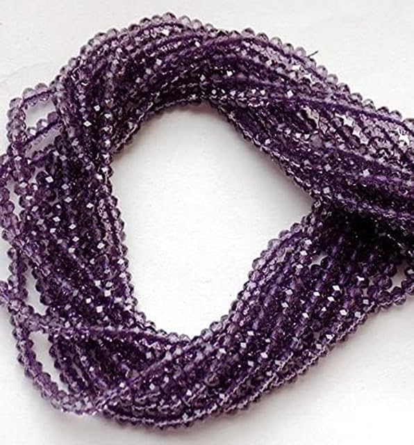 Amethyst Quartz Gemstone Micro Faceted Rondelle Beads 3-4mm 13.5 Inch lot of 10 Strands CHIK-STRD-94450