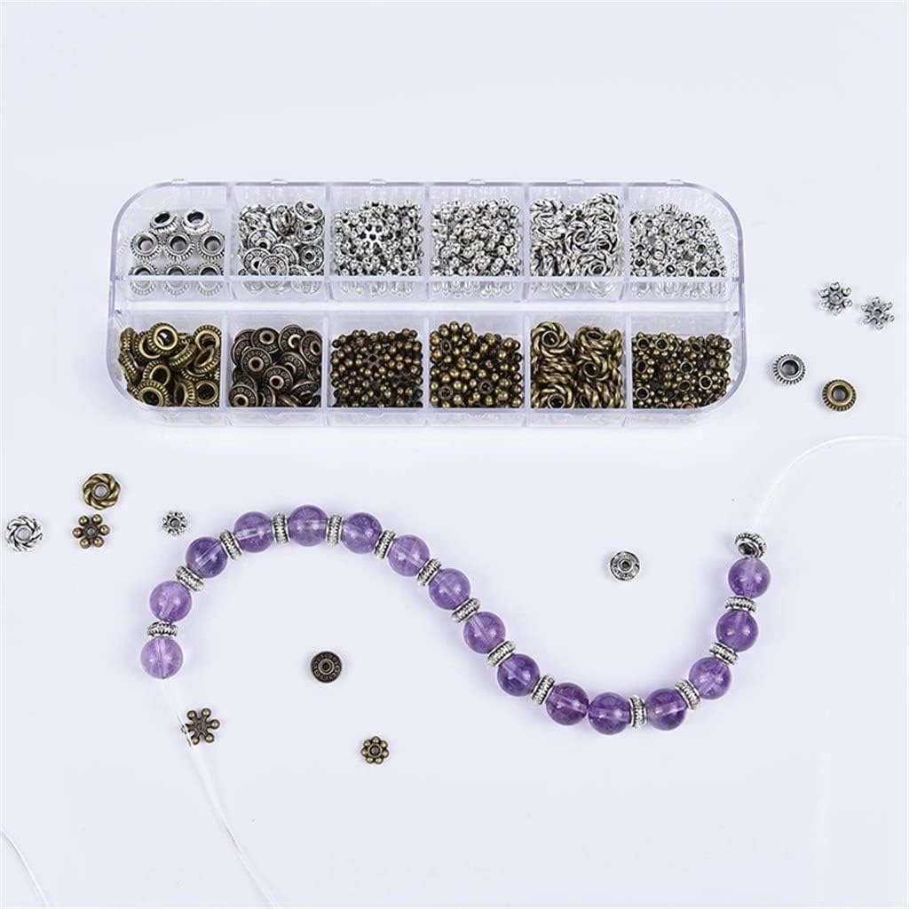 300pcs Silver Spacer Beads 6 Style Jewelry Beads Charm Spacers Alloy Beads Kit for Bracelets Necklace Earrings Jewelry Making