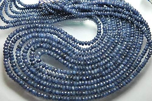 6 x 18 Inches Necklace, Super Wholesale Price, Natural Burma Dark Blue Sapphire Faceted Rondelles 5.5-3mm Code-HIGH-52451