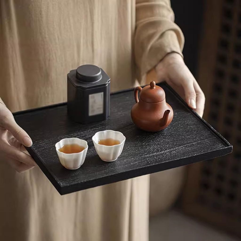 Tray Retro Solid Wood Black Square Tea Tray Home Tea Tray Living Room Dry Tea Table Serving Trays