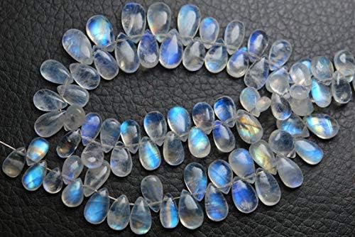2X6 Inch Strand,Super Finest,Super Rare,Blue Flashy Rainbow Moonstone Smooth Pear Shape Briolettes,11-13mm Size, Code-HIGH-57321