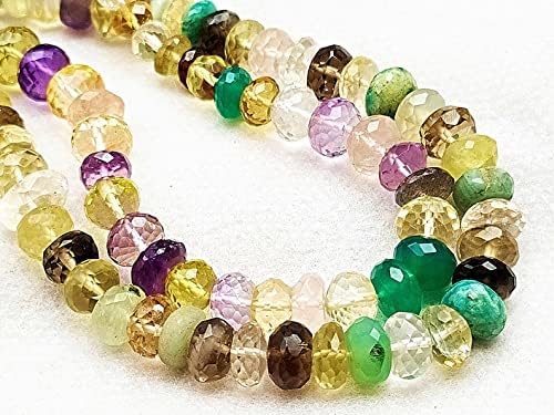 13 inch Strand of Natural gem Multi Gemstone, 8mm rondelle Faceted Beads for DIY Jewelry Making. | Beads_05482