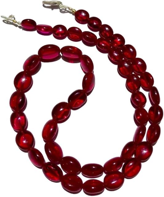 Hand_Crafted Natural Ruby Corundum Oval soomth Beads 9x12-10x12mm 30 Inch Long String Jewelry Making Beads for Necklace YO-NECK-22292