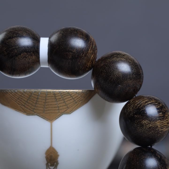 Brunei Agarwood Old Wood Sinking Beads 20mm Black Oil Coarse Snake Skin Pattern Full Condition Rich