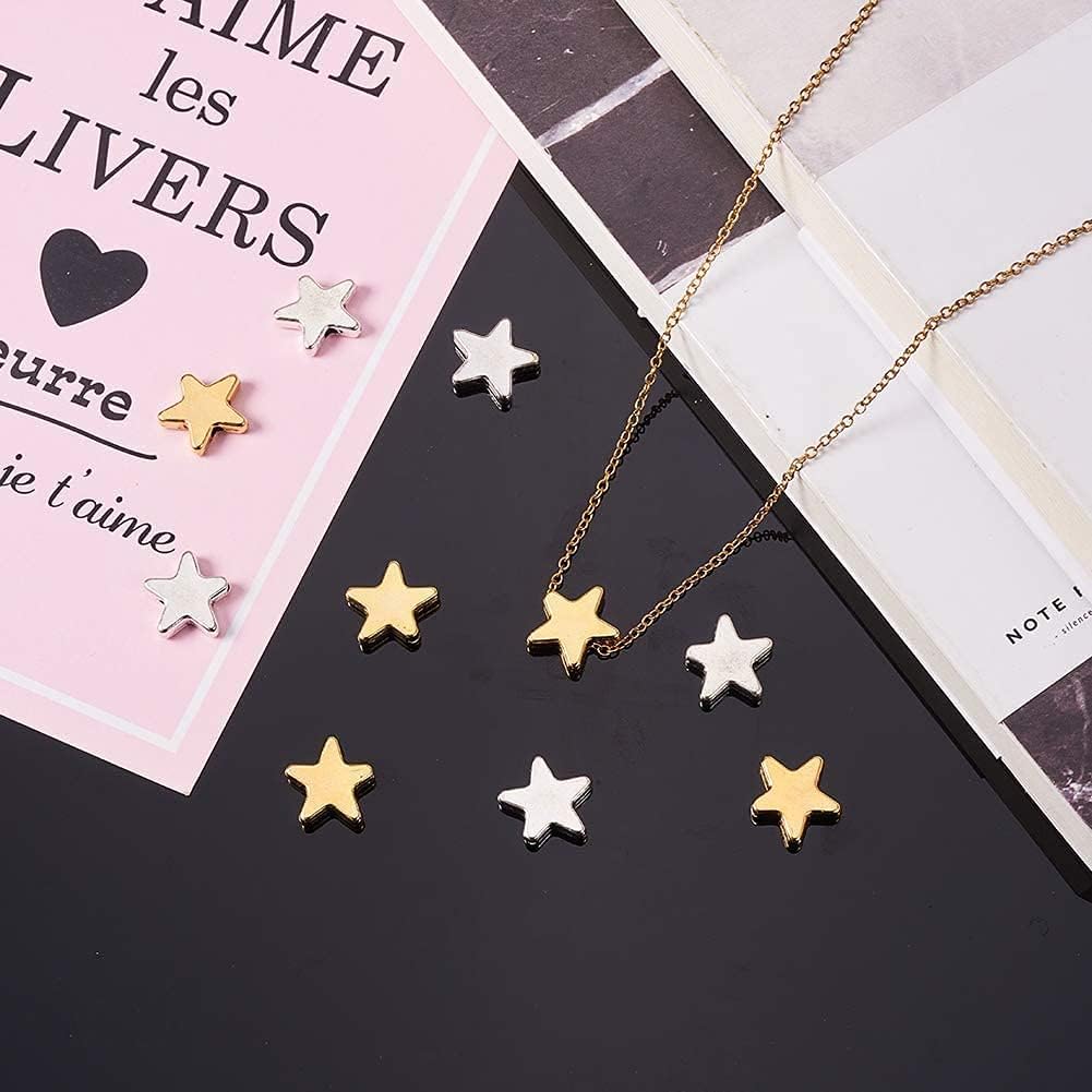 PH PandaHall 1000pcs Gold Star Beads, 12x13.5mm Metal Twinkle Star Beads Craft Bead Loose Bead for Christmas Ornaments Bracelet Necklace Jewelry Making, Hole 1.5mm,