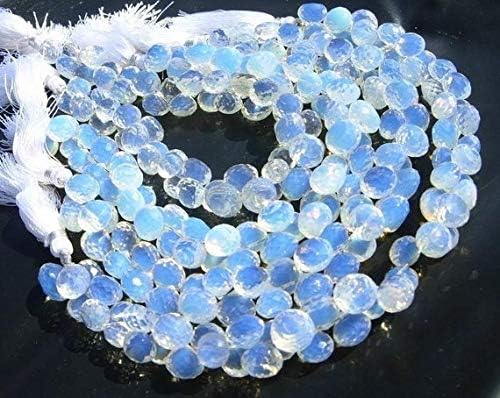 13 inch natural beads strand of 9-10mm faceted onion opalite gemstone briolletes beads for DIY jewelry - necklace, bracelet, earring, ring.