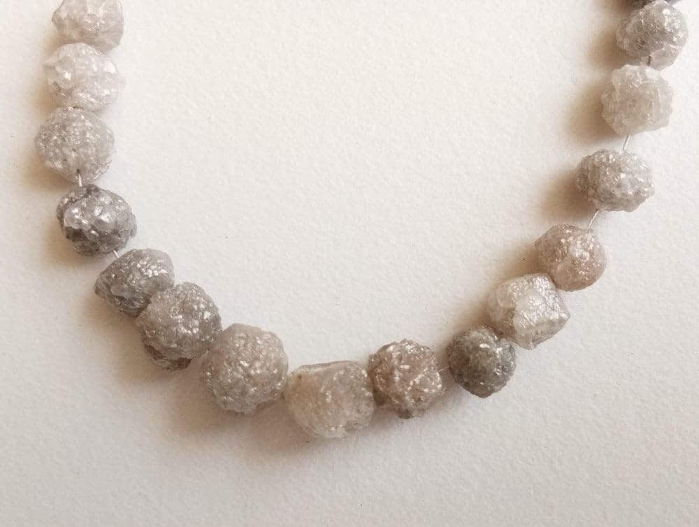 5-7mm Perfect Round Gray Raw Diamond Beads, Natural Large Rough Diamond Rondelle Beads, Gray Rough Diamond Beads (2IN To 4IN) - PUSPD170, 5-7 MM Approx.