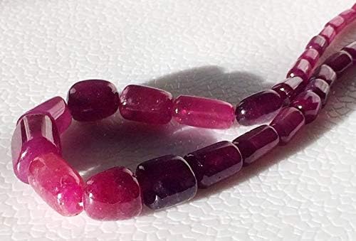 14 Inch Ruby Glass Filled Plain Tumbles, 5-15mm Ruby Necklace, 30 Pcs Glass Filled Ruby Oval Beads, Ruby Jewelry, Ruby Necklace