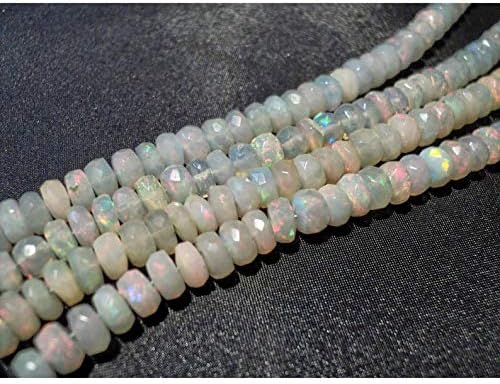 Ethiopian Opal Beads, Welo Opal, AAA Faceted Ethiopian Opal Plain Beads, Rondelle Beads, 5mm to 5.5mm Beads, 18.5 Inch Strand