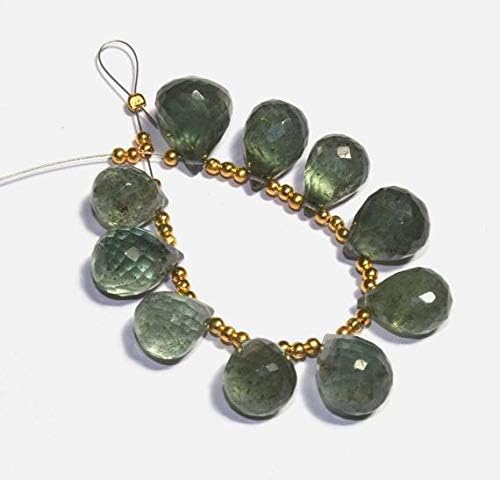 Natural Moss Aquamarine Faceted Teardrop Briolettes Size 12x9-14x12 mm 4 Inch Long Strand. Code-HIGH-40915