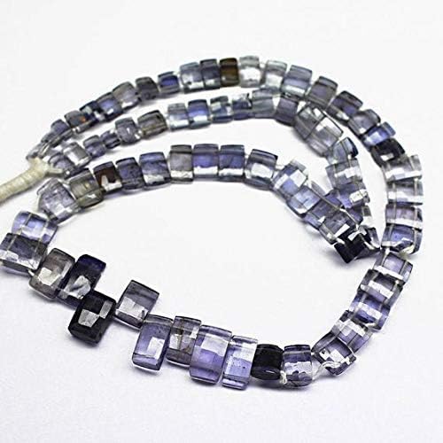 1 strand iolite rectangle chicletfaceted 14'' long strand gemstone beads, jewelry supplies for jewelry making, bulk beads, for meditation jewellery gemstone size 5mm to 10mm