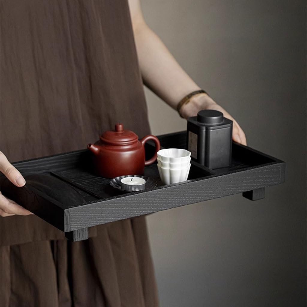 Tray Simple Tea Table Solid Wood Tea Tray Living Room Compartment Snack Dried Fruit Coffee Dessert Tray Serving Trays