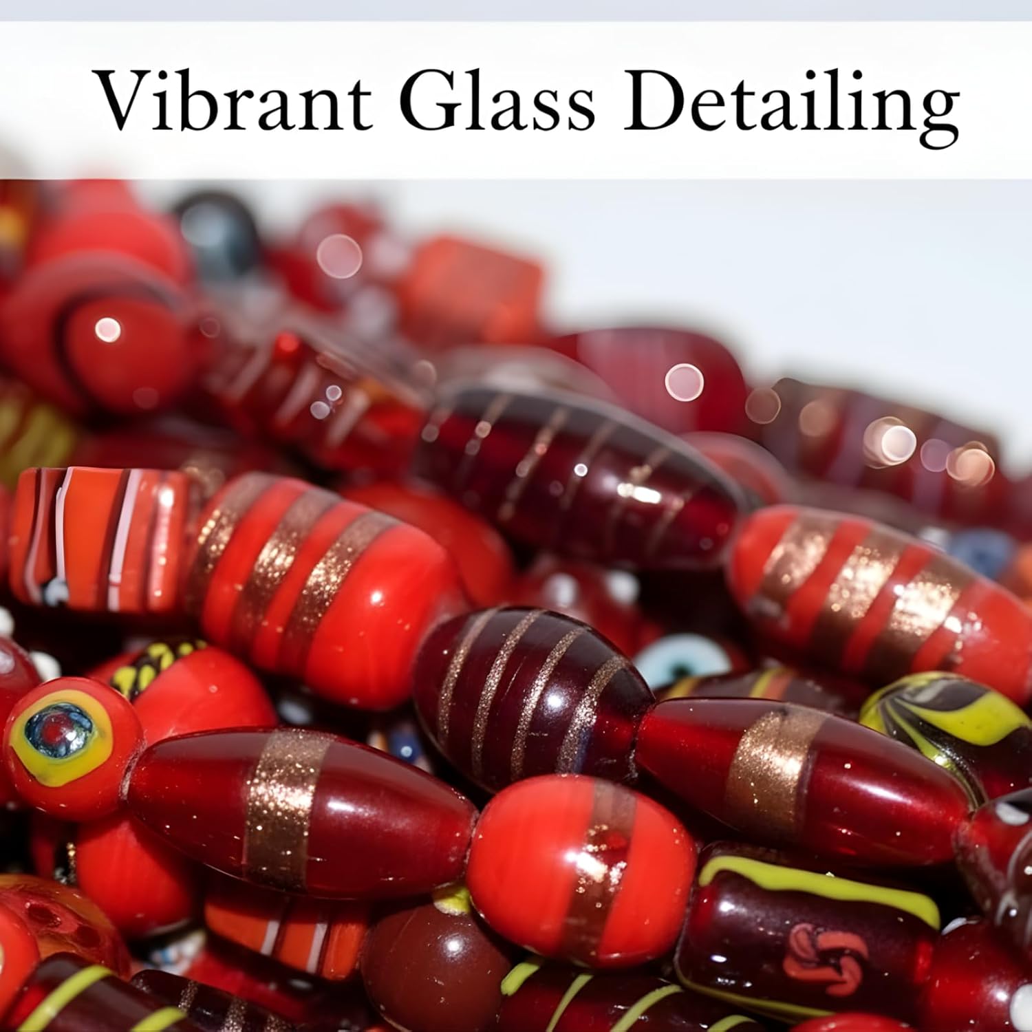 Handcrafted Red Lampwork Glass Beads | Mixed Shape Fancy Assorted Beads | Available in 40 Strands | Artistic Handmade Beads for Jewelry Making, DIY Crafts.