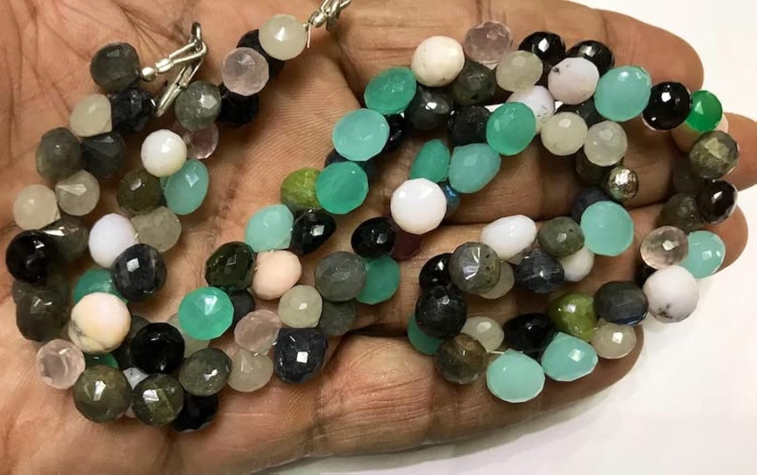 Natural Multi Beads Onion Faceted Beads 8x10mm 18 inch Long String Jewelry Making Gemstone Beads for Necklace Bracelet