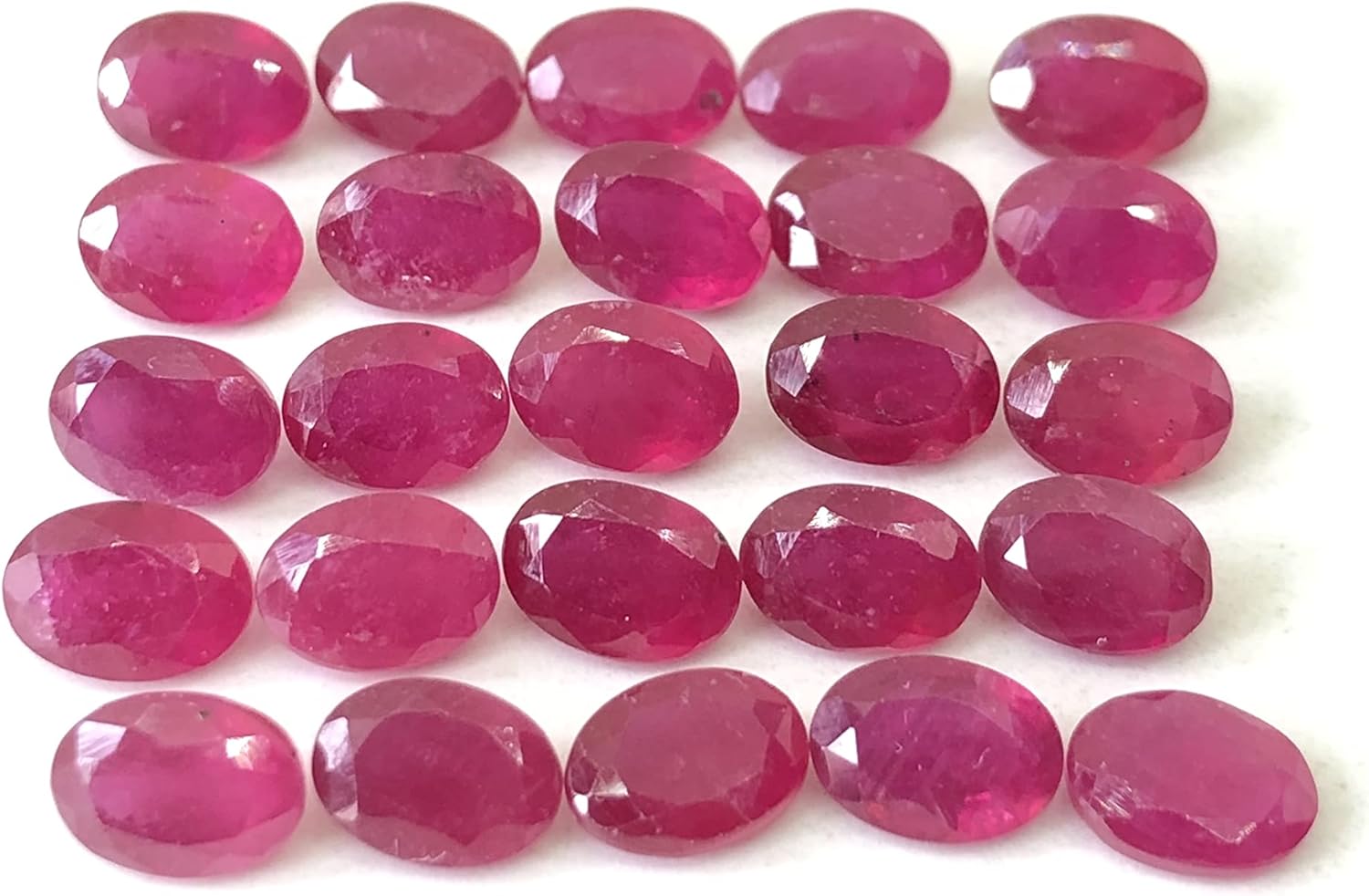 Red Ruby Oval Shape Cut Faceted Loose Gemstone Size 4x3 mm, 5x3 mm, 5x4 mm, 6x4 mm, 7x5 mm, 8x6 mm, 9x7 mm, 10x8 mm, 11x9 mm & 12x10 mm Medium Quality All Matching Stone For Making Ring, Pendant, Earring Jewelry