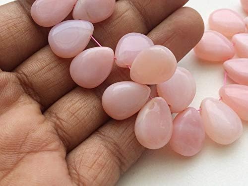 13 inch natural beads strand of 7x10-12x17mm smooth pear pink opal gemstone briolletes beads for DIY jewelry - necklace, bracelet, earring, ring.