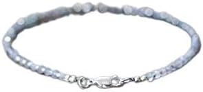 925 sterling silver Galaxy Jewelry 3mm Blue Blue Sapphire stacking Bracelet Rondelle, Faceted 18cm for mens, womens, gf, bf and adults.