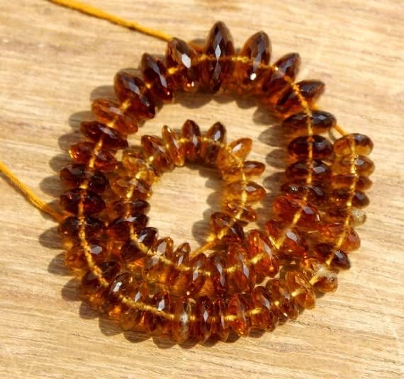 13 inch Strand of gem Beer Quartz Button Faceted Brown Beads for DIY Jewelry Making. Beer Quartz Beads Strand #Code - YUGNA_BEDSTRAND_02236