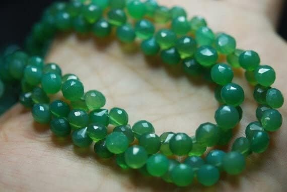 8 inch Strand of Natural Chalcedony 6.5-6mm Onion Faceted briolette Beads for DIY Jewelry Making. |BRIO_01826