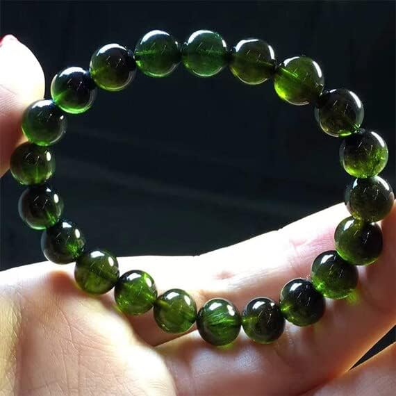 1 Strands Natural Dark Green Tourmaline Stretch Bracelet Round Beads 8mm 04414