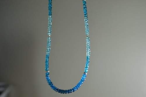 Ombre Blue Apatite Necklace in Sterling Silver // Beaded Gemstone Necklace // Apatite Healing Gemstone // Summer Jewelry // Something Blue