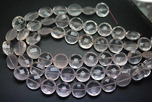 13 inch natural beads strand of 10mm faceted coin rose quartz gemstone briolletes beads for DIY jewelry - necklace, bracelet, earring, ring.