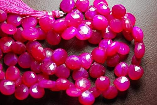 7 Inch Strand -Hot Pink Chalceny Faceted Heart Briolettes Size 11mm Approx Code-HIGH-65540