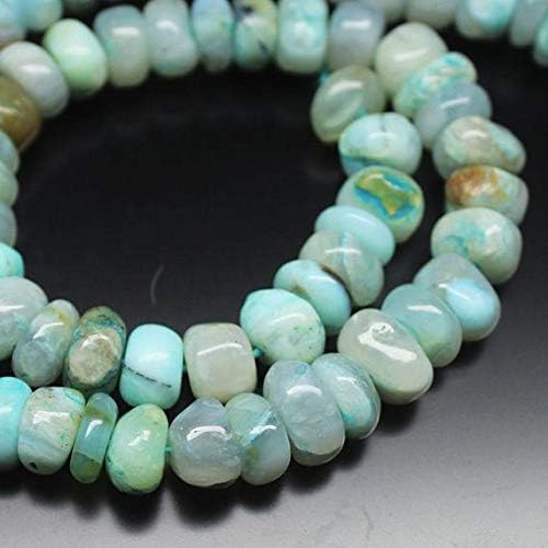 2 Strand Natural Peruvian Blue Opal Smooth Gemstone Rondelle Gemstone Loose Craft Beads 7 Inch Long 8mm 9mm Code-HIGH-783