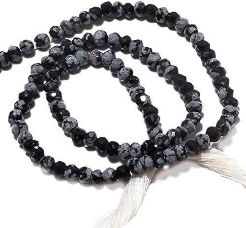 50 Strands Wholesale 3.5mm Black Obsidian Beads, Faceted Rondelles Beads, Black Obsidian Rondelles, 13.5 Inch Strand