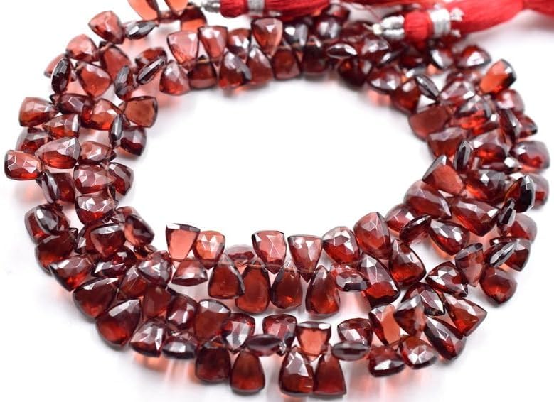 9 inch Strand of Natural Garnet 5x7-6x9mm Trillion Faceted briolette Beads for DIY Jewelry Making. |BRIO_03346
