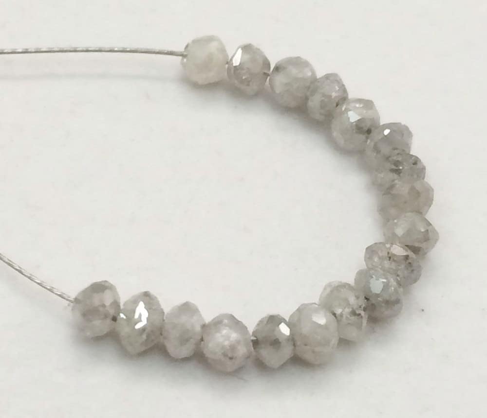 3mm Gray White Sparkling Diamonds, Faceted Diamond Rondelle Beads, 0.7mm Hole Size Faceted Diamond For Jewelry (1Pc To 10Pc Options) - DS161, 3 MM Approx.
