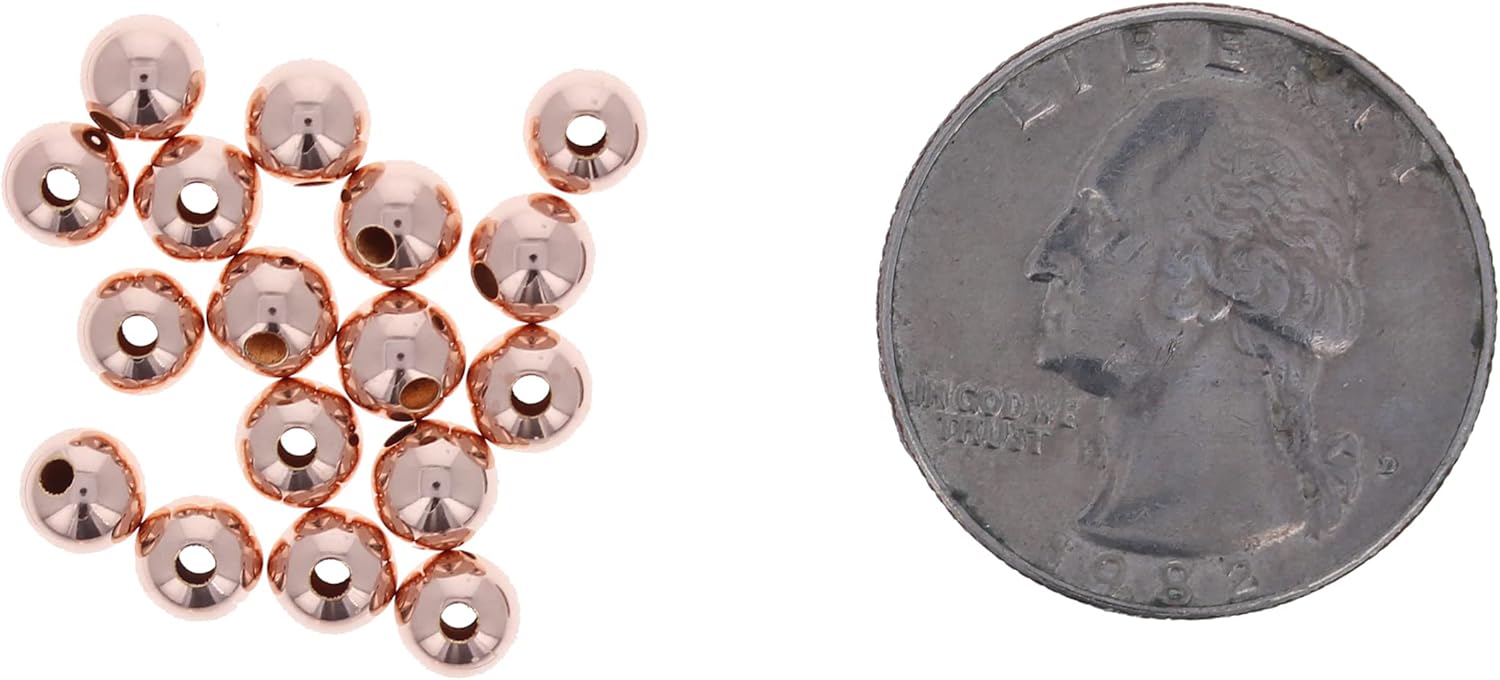 Rose Gold Filled 5mm Round Beads, 100 Pieces of 5mm Sterling Silver Round Beads with Pink Rose Gold Filling, Seamless Rose Gold Beads, 14k