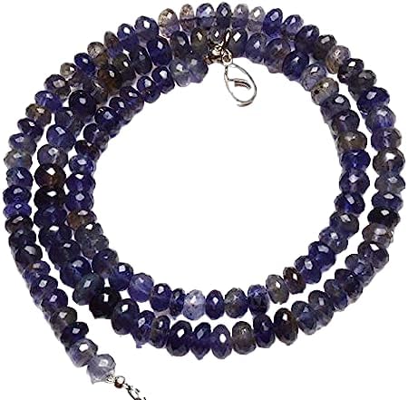 Hand_Crafted 26 Inch of Natural Iolite 7 mm rondelle Faceted Beads for Jewelry Making YO-NECK-21312
