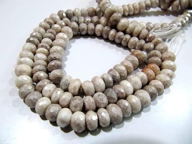 Natural Grey Silverite Beads Rondelle Faceted Silverite Chalcedony Beads Size 7-8mm Strand 8 inches Long CHIK-STNRD-24767