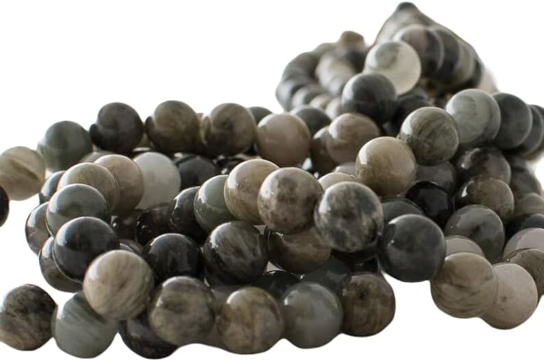 13 inch Strand of Natural gem Green Line Quartz, 10mm Round Smooth Beads for DIY Jewelry Making. | Beads_04288