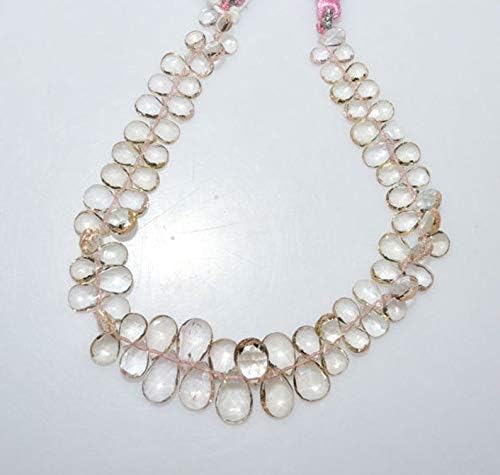 13 inch natural beads strand of 4x6-7x10mm faceted pear pink aquamarine gemstone briolletes beads for DIY jewelry - necklace, bracelet, earring, ring.