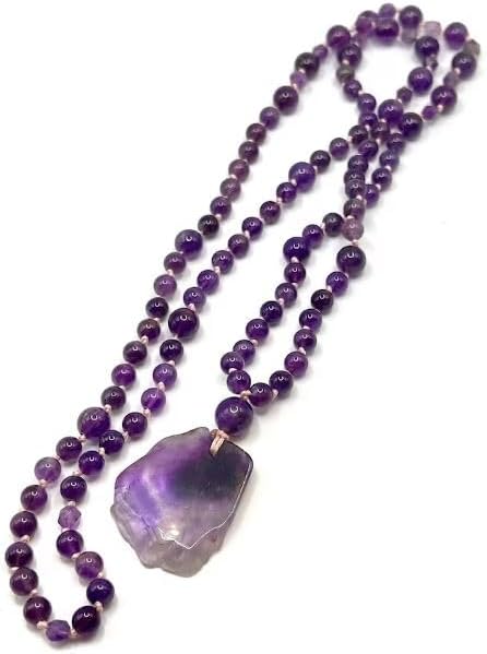 Natural purple crystal AMETHYST 6mm 108 Mala Beads, Spiritual, Meditation Beads, Reiki, Japa Mala, Buddhist Prayer Beads, Yoga Bracelet, healing beads LKMALA-RRGU-2353, 34 inch