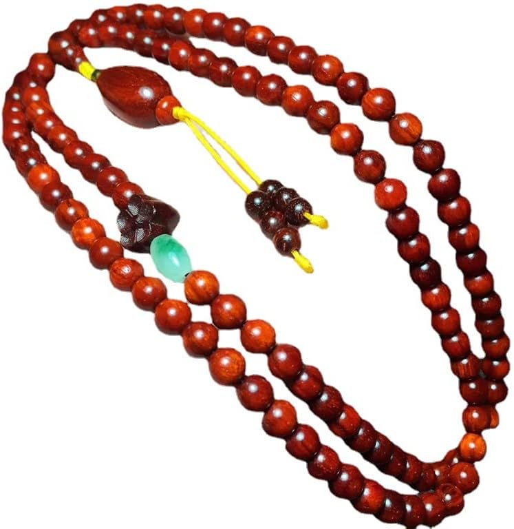 Mascot Wooden Crafts Wood Carving Art Wood Decoration Artwork 小叶紫檀0.6 * 108颗带星 搭配水滴挂坠内搭梅 珠子圆润饱满(小叶紫檀水滴花朵款8MM)