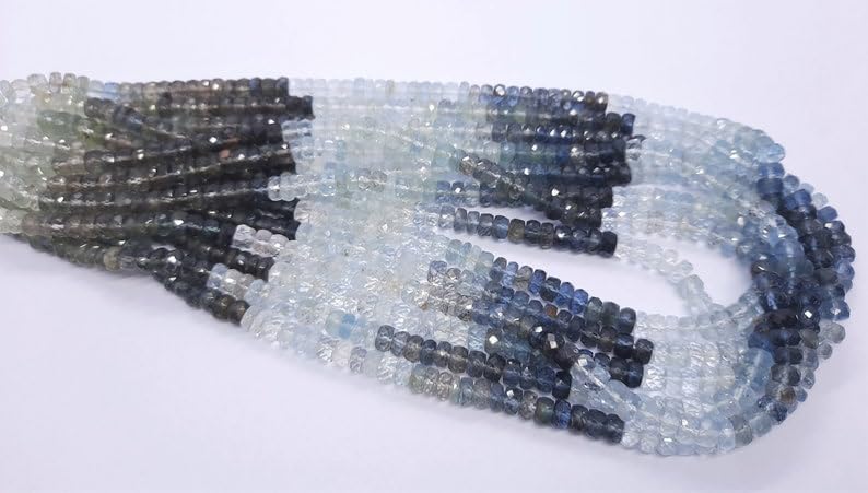 Natural Moss Aquamarine rondella faceted Beads 6 MM 16 inch long string jewelry making gemstone beads for necklace bracelet