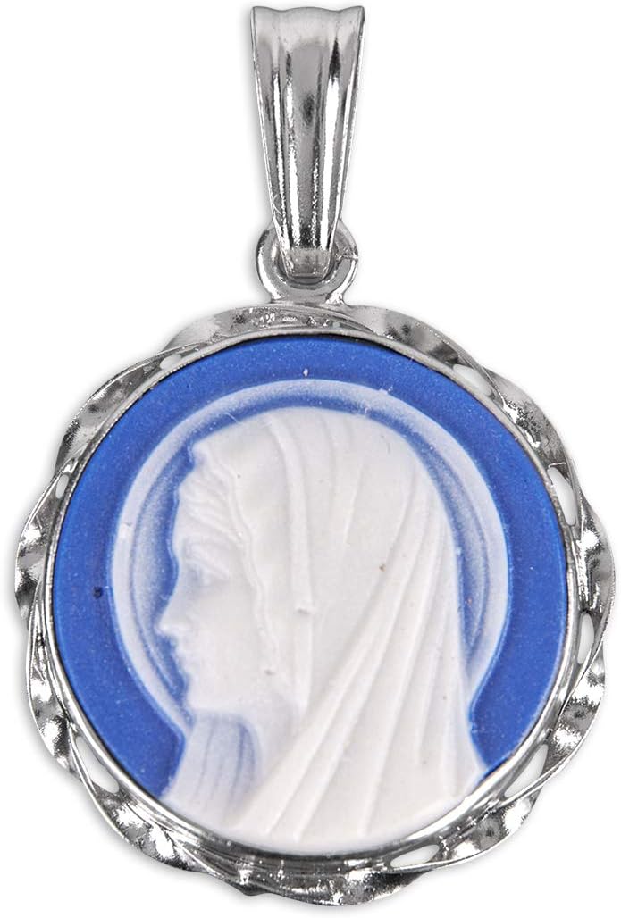 Blue Madonna Profile Cameo Medal