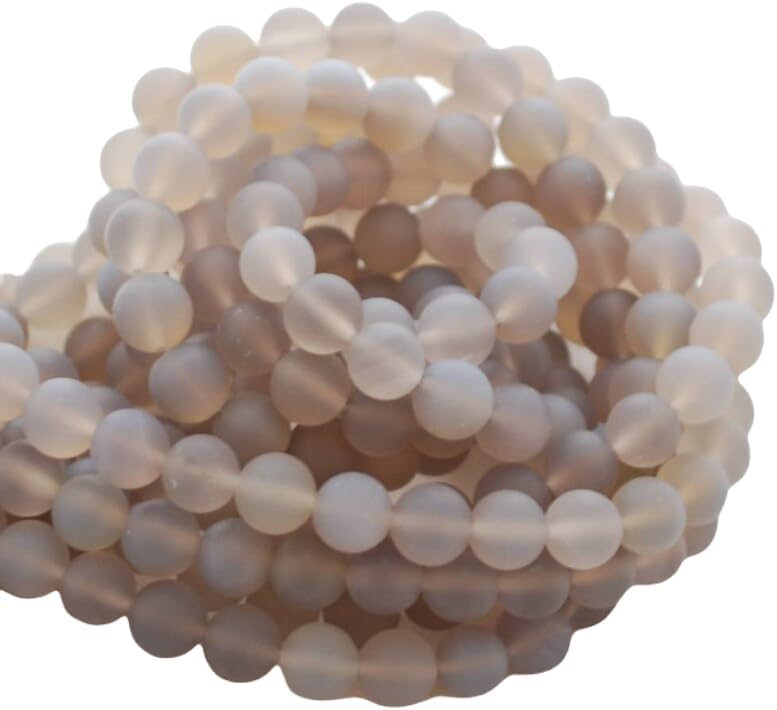 13 inch Strand of Natural gem Gray Agate, 10mm Round Smooth Beads for DIY Jewelry Making. | Beads_03500