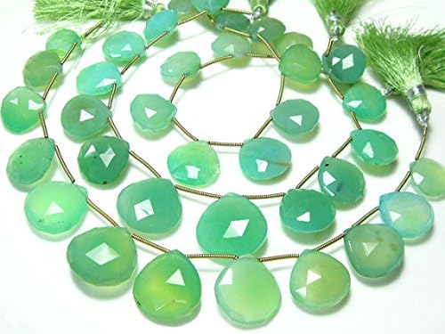 13 inch natural beads strand of 12-15mm faceted heart chrysoprase chalcedony gemstone briolletes beads for DIY jewelry - necklace, bracelet, earring, ring.